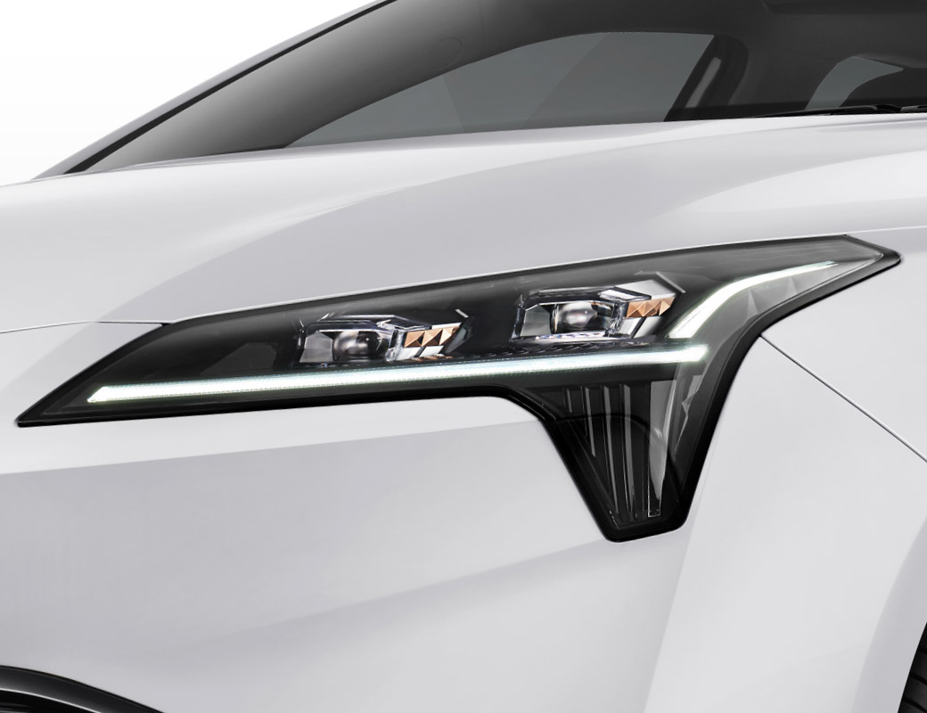 Electric-inspired design | A closed front fascia with a coupe-style design, spaceship-inspired headlights, and a connected rear light for a look that radiates technology.